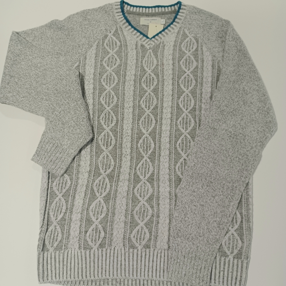 V-Neck Cable Sweater